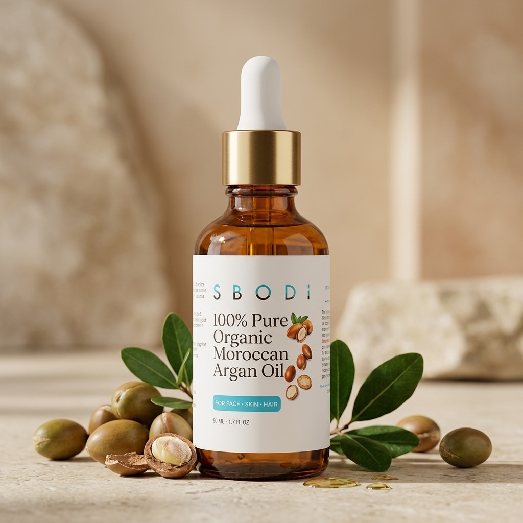 100% Pure Organic Moroccan Argan Oil by Sbodi for skin and hair care