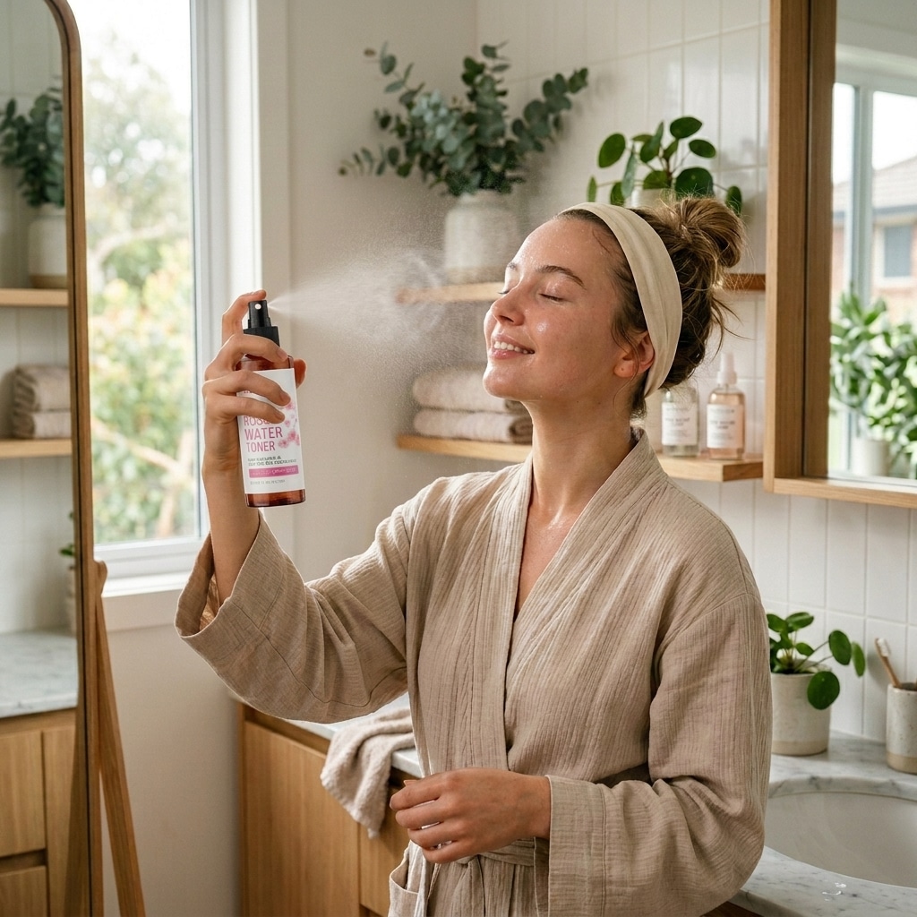 USDA Organic Moroccan Rose Water Toner Skincare Routine Lifestyle Use