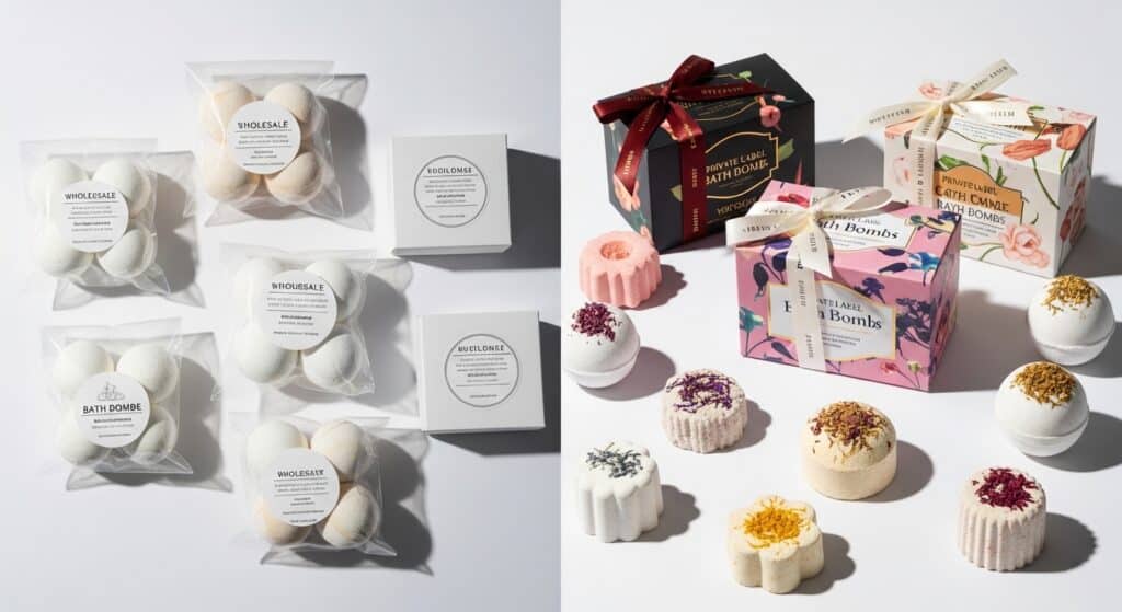Comparison of wholesale bath bombs and private label bath bombs -SBODi