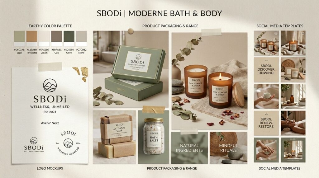Wellness brand identity for shower steamer business
