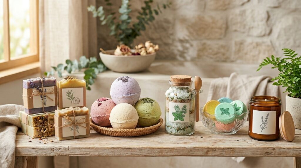 How to Start Selling Private Label Shower Steamers Under Your Own Brand 7 Wholesale bath products collection with shower steamers bath bombs and candles