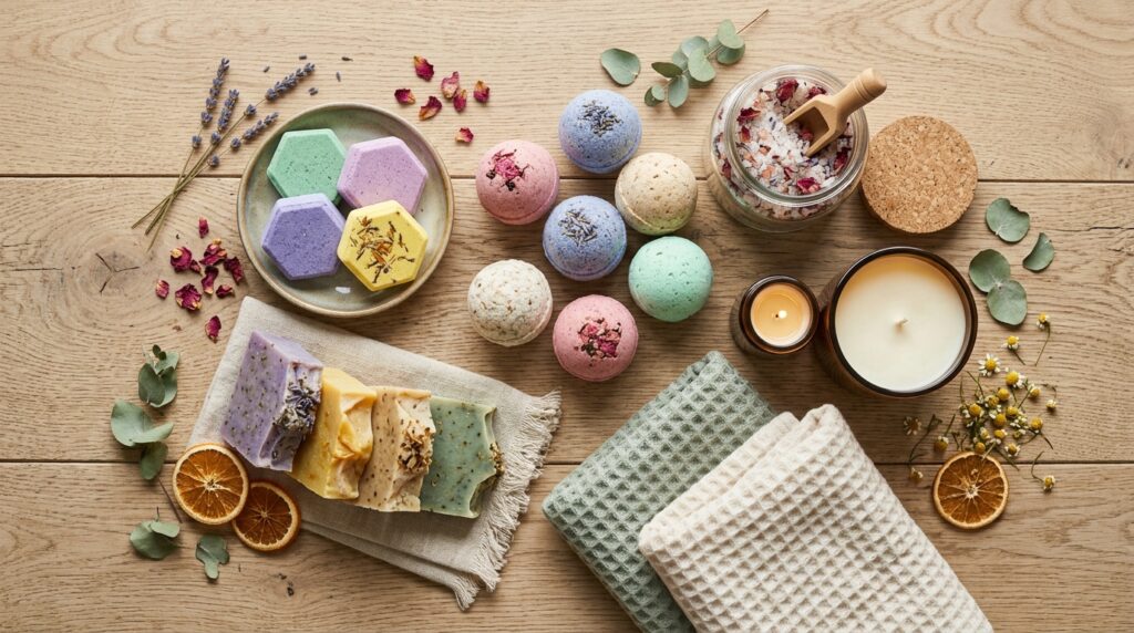 Bulk Shower Steamers vs Retail Packs, Which Is Better for Brands? 11 Shower steamers with bath bombs bath salts candles and soaps