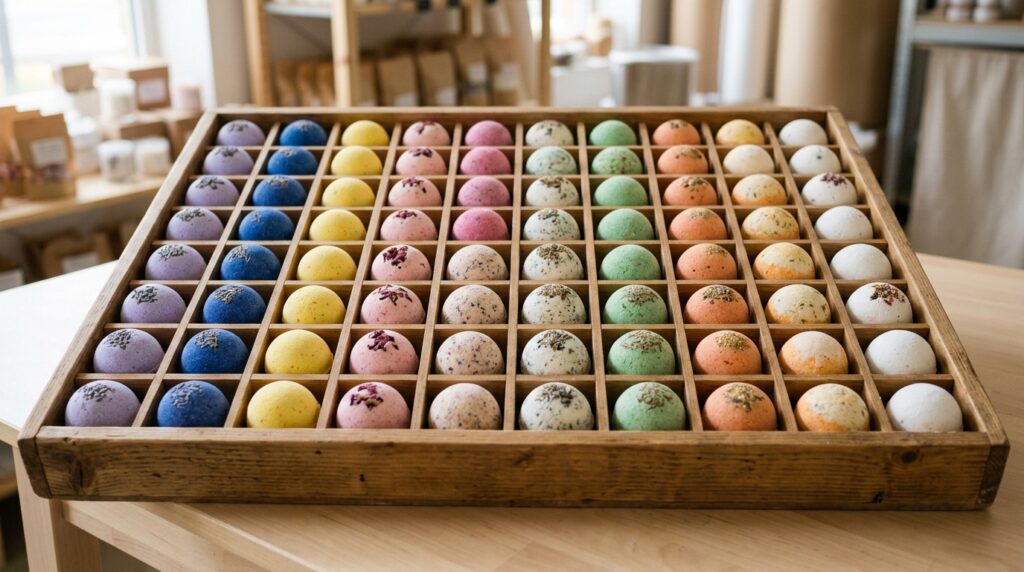 Wholesale Bath Bombs USA, Complete Buying Guide for Retailers and Private Label Brands 1 Bulk bath bombs arranged for wholesale retail orders