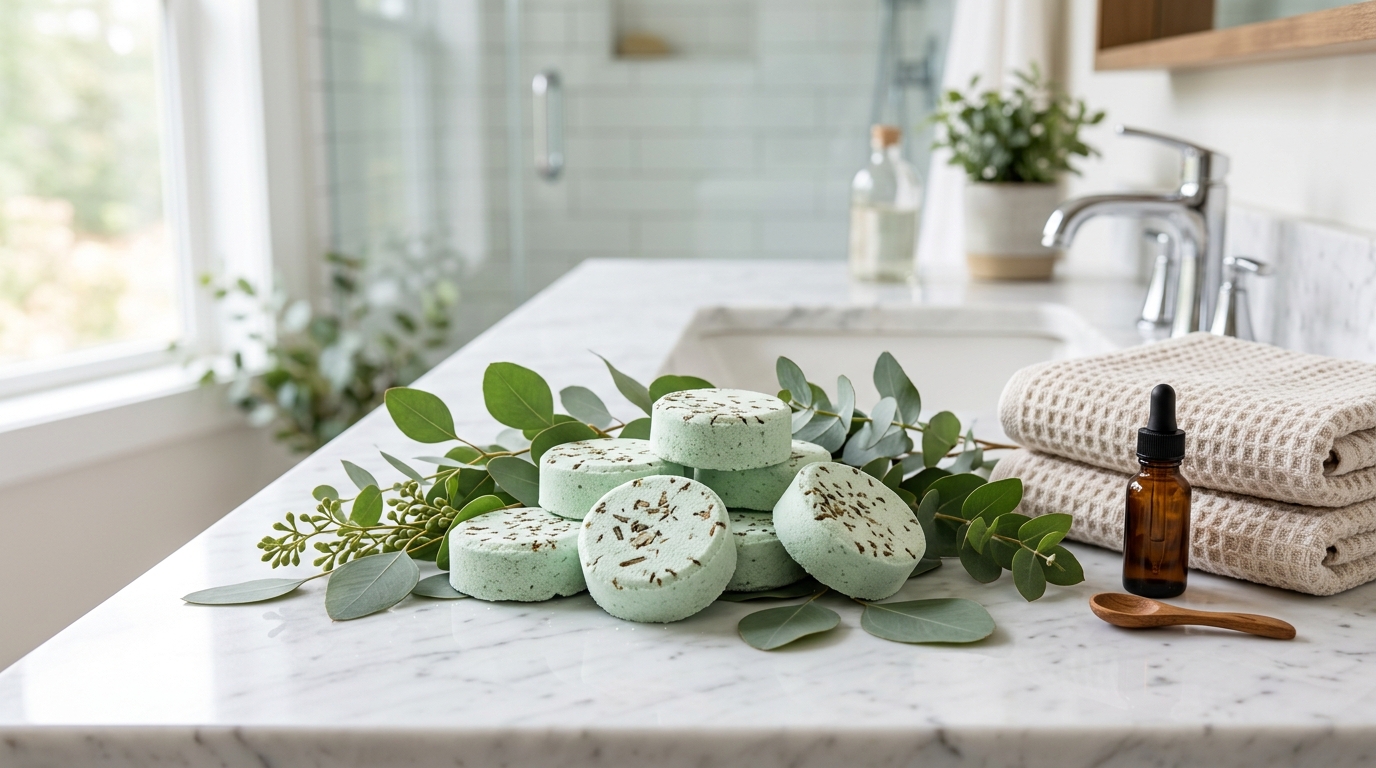Shower steamers eucalyptus tablets for relaxation routine