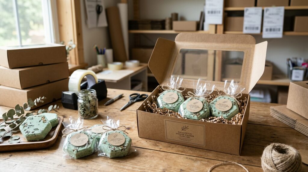 Shower Steamers Eucalyptus: Benefits for Relaxation and Stress Relief 7 Shower steamers individually wrapped eucalyptus packaging