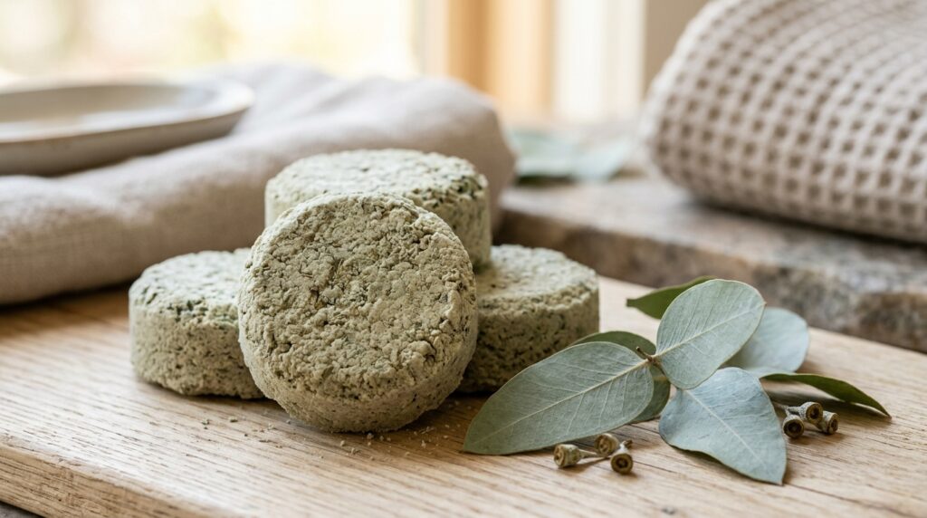 Shower Steamers Eucalyptus: Benefits for Relaxation and Stress Relief 1 Shower steamers eucalyptus product texture close up