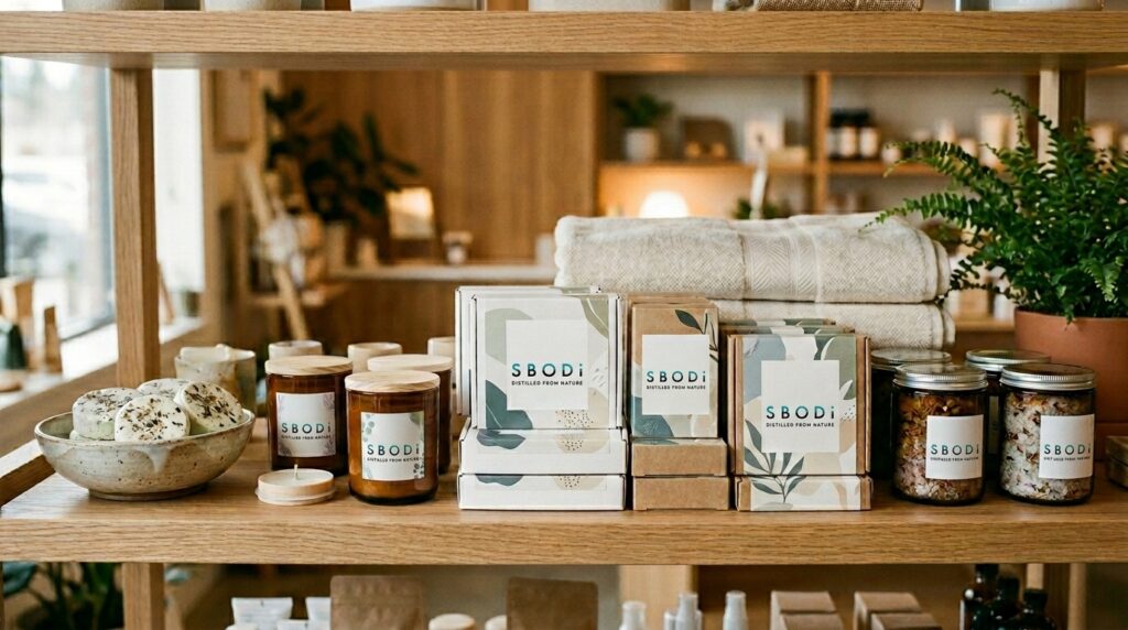 Bulk Shower Steamers vs Retail Packs, Which Is Better for Brands? 2 Retail shower steamer packs displayed in a wellness boutique