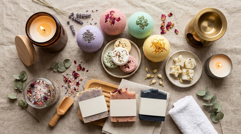 How to Find the Best Bath Bomb Manufacturer for Your Brand 8 wholesale bath products including bath bombs shower steamers soaps and candles