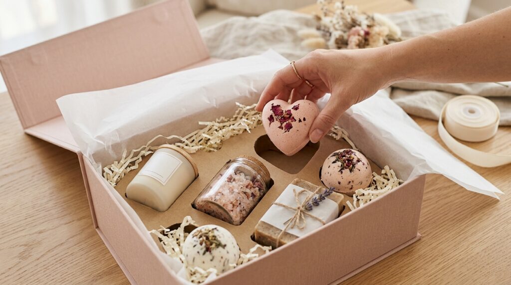 Romantic Bath Bombs for Couples and Gift Boxes: A Complete Product Planning Guide 8 Romantic bath bomb packaging for couples gift boxes with candles and bath salts