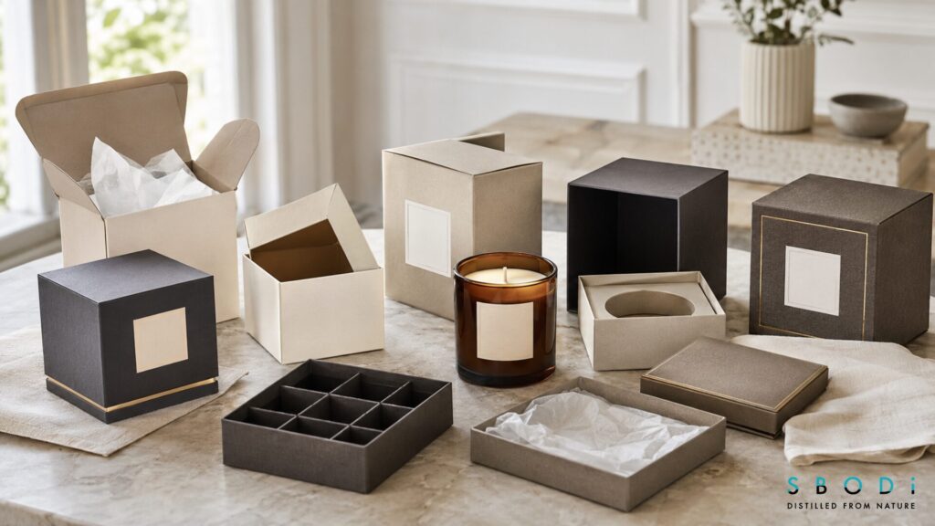 Luxury candle packaging and custom candle branding options