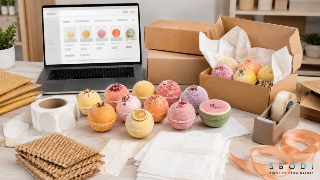 Fruit Bath Bombs Trending in the Bath Industry: Retail, Wholesale, and Private Label Guide 4 Fruit bath bombs prepared for ecommerce packaging and resale