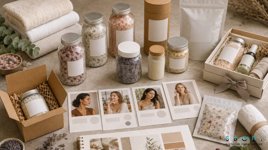 How to Create a Luxury Private Label Bath Salts Brand 2 Private label bath salts customer and product positioning concepts