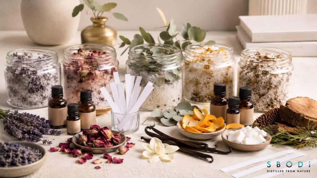 How to Create a Luxury Private Label Bath Salts Brand 4 Scented private label bath salts fragrance development workspace