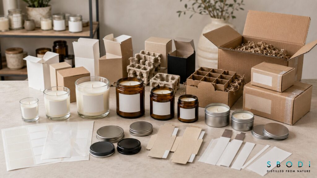 Wholesale candle vessels lids and packaging options