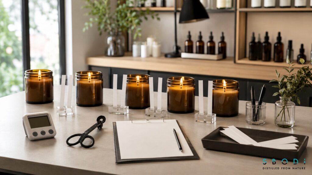 Amber Candle Fragrance Benefits for Relaxation 4 Testing amber candle samples and fragrance performance
