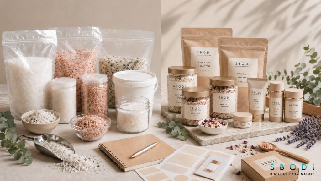 Wholesale Bath Salts: What Wellness Brands Should Know Before Buying in Bulk 1 Comparison of wholesale bath salts and private label bath salts packaging