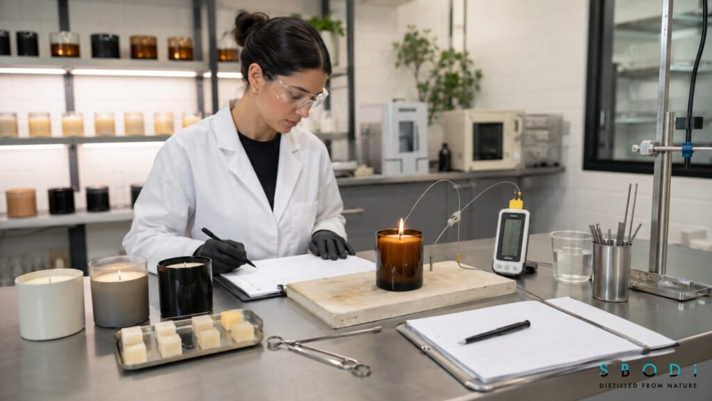 Amber Candle Fragrance Benefits for Relaxation 5 Amber candle manufacturing and burn testing