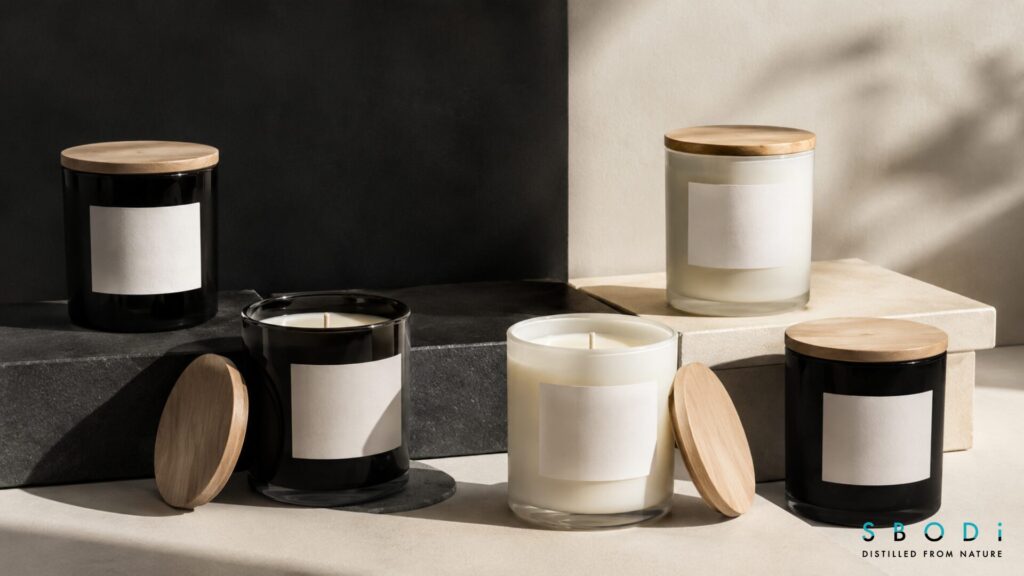 Black and white glass tumbler candles for luxury branding