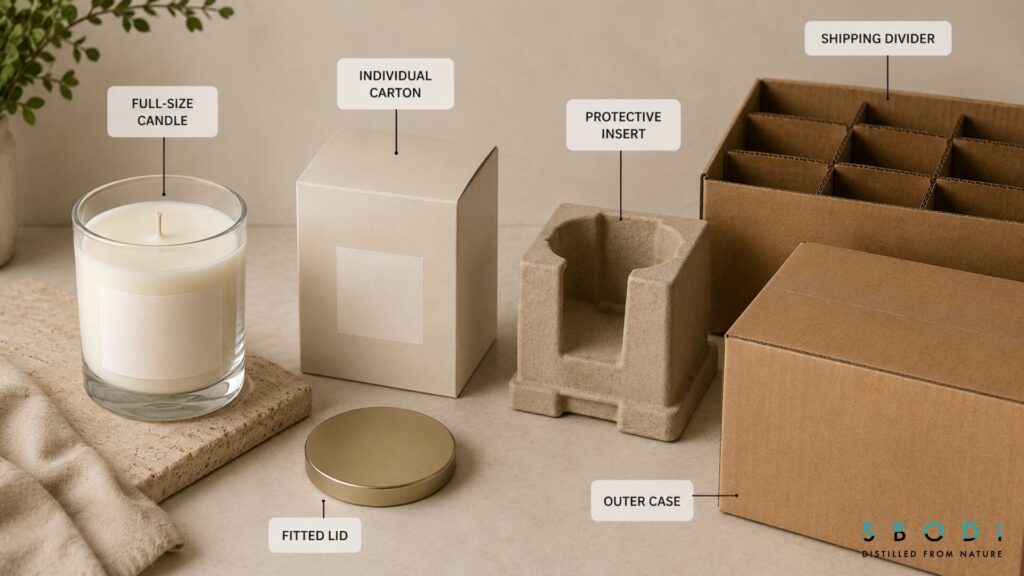 13oz Candle Size Guide for Home Fragrance Brands 5 13oz candle packaging with lid, carton, and insert
