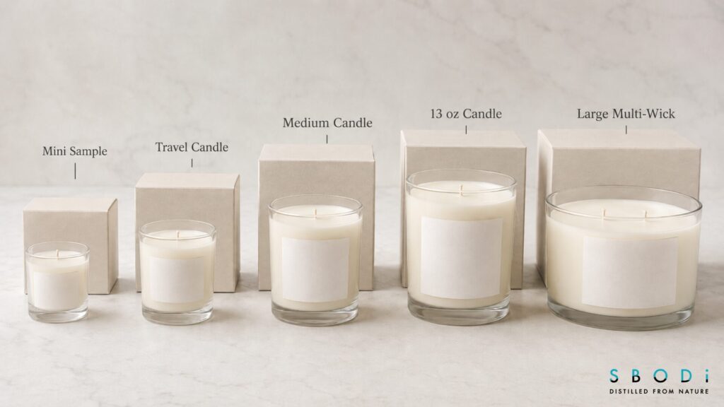 Wholesale Candles: Complete Guide for Retailers, Boutiques, and Private Label Brands 5 small medium large and 13oz candle size comparison