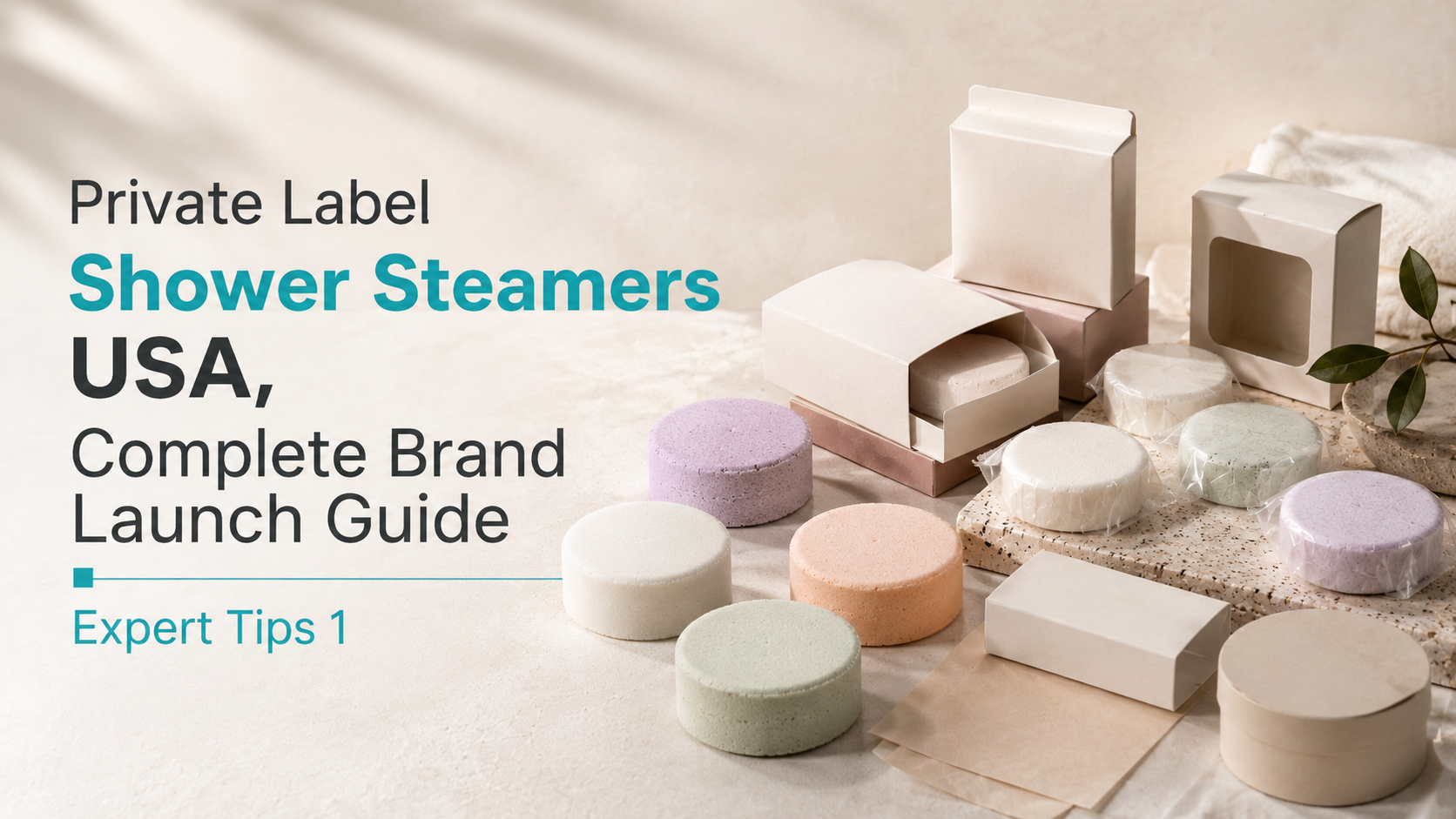 Private label shower steamers USA displayed with retail-ready packaging