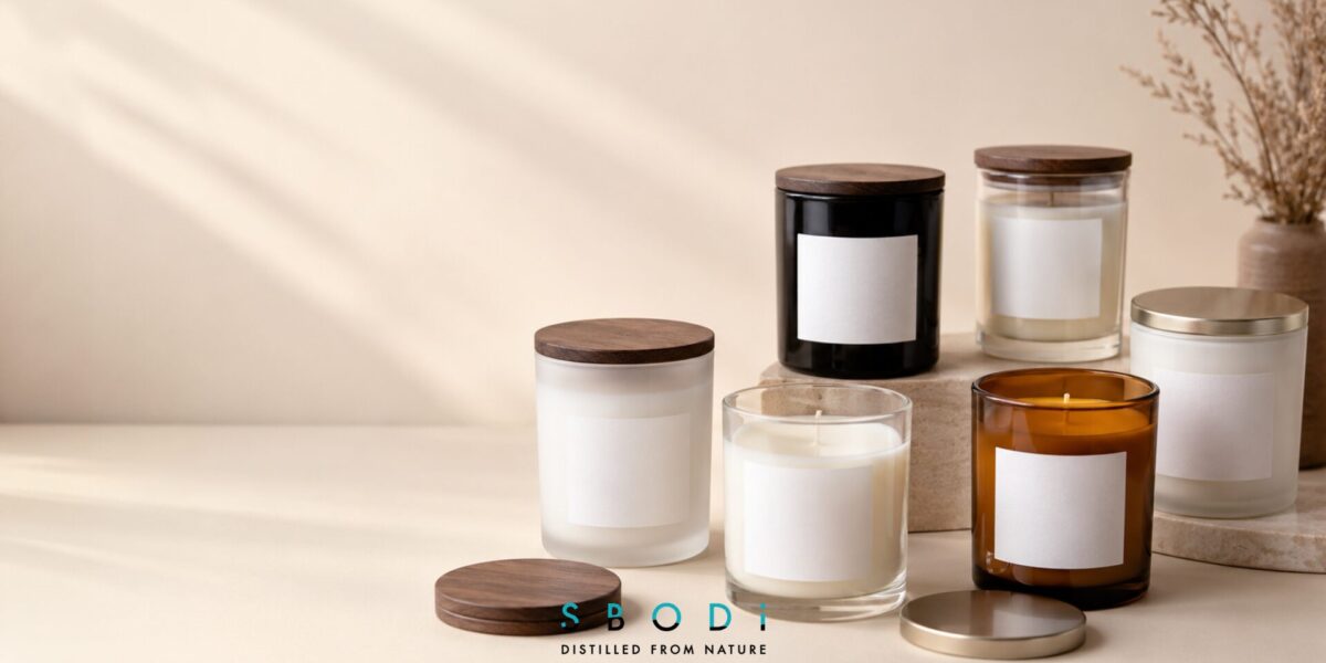 Clear, frosted, black, white, and amber glass tumbler candle styles